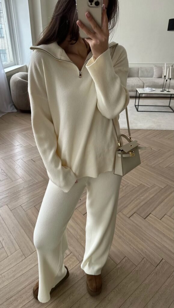 Ensemble maille col zippé